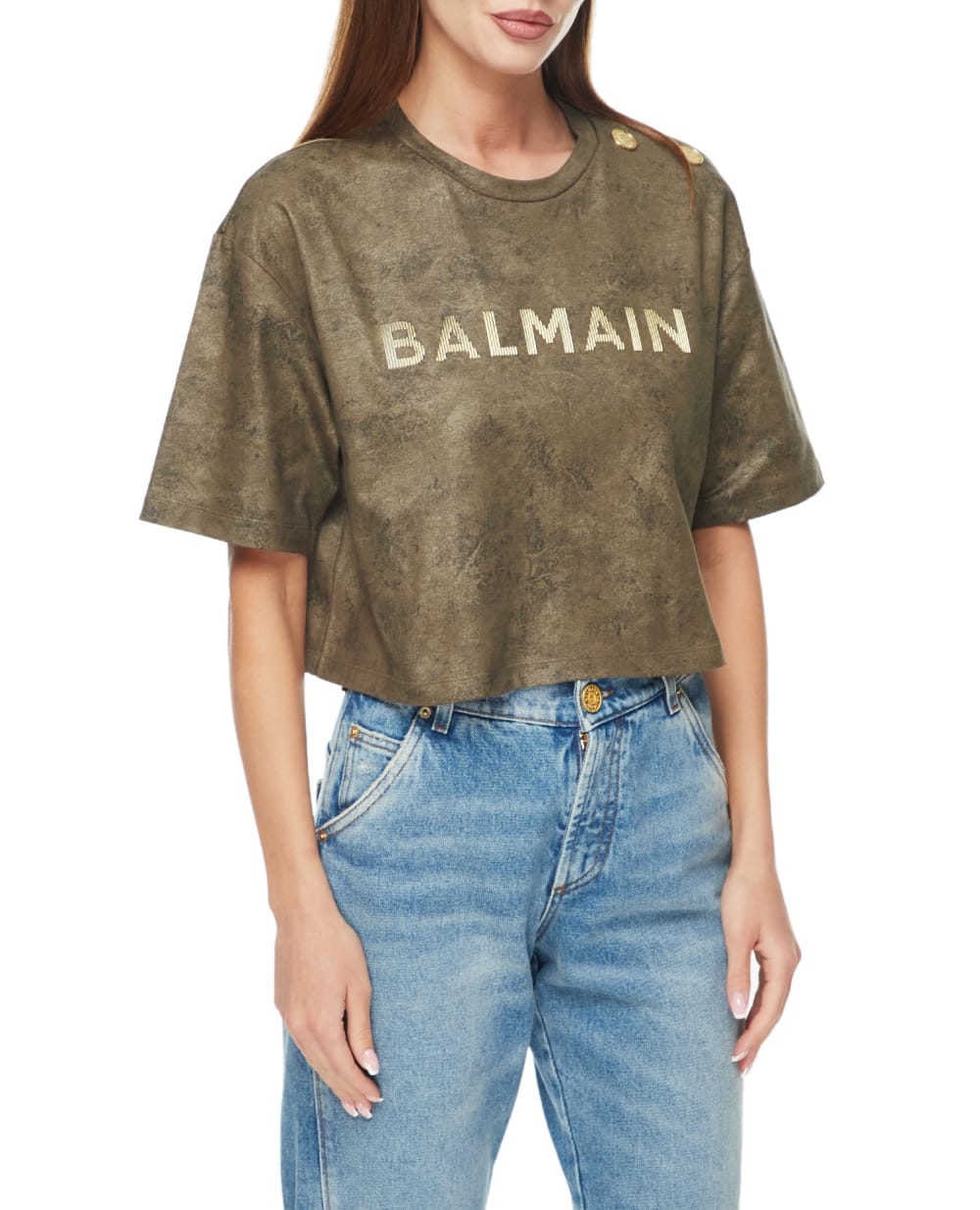 Футболка Balmain AF1EE024BC20, зеленый цвет • Купить в интернет-магазине Kameron