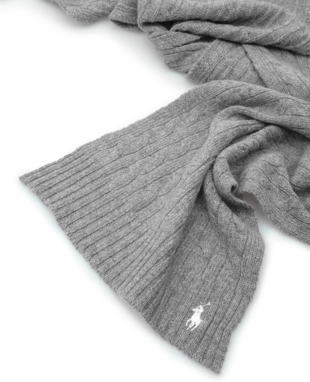 Шерстяной шарф Polo Ralph Lauren 455858417002, серый цвет • Купить в интернет-магазине Kameron
