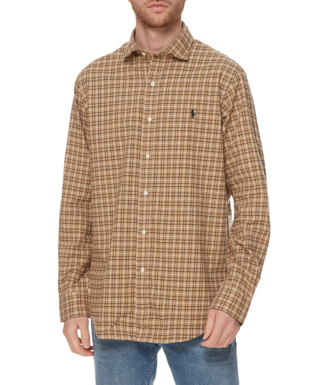 Рубашка Polo Ralph Lauren 710853136002, бежевый цвет • Купить в интернет-магазине Kameron