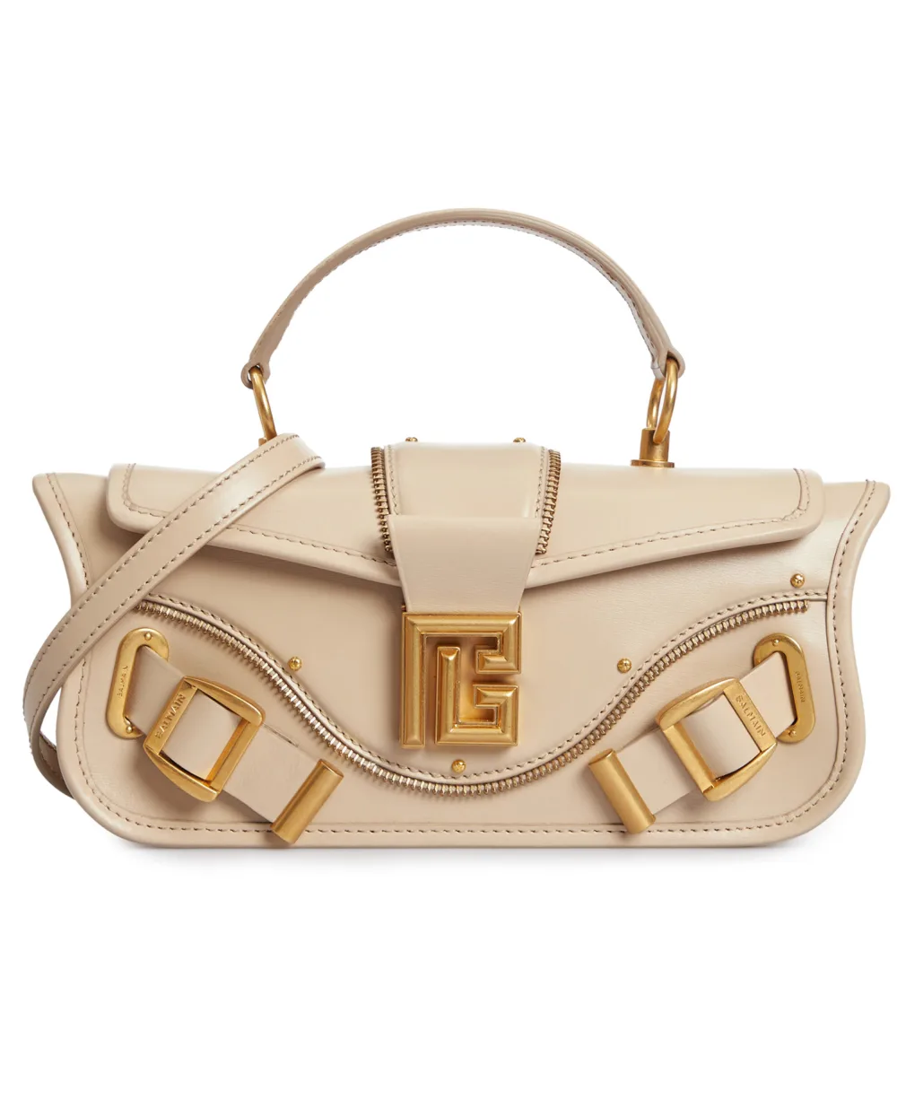 Кожаная сумка Blaze Pouch Balmain AN0AE795LSLX, бежевый цвет • Купить в интернет-магазине Kameron
