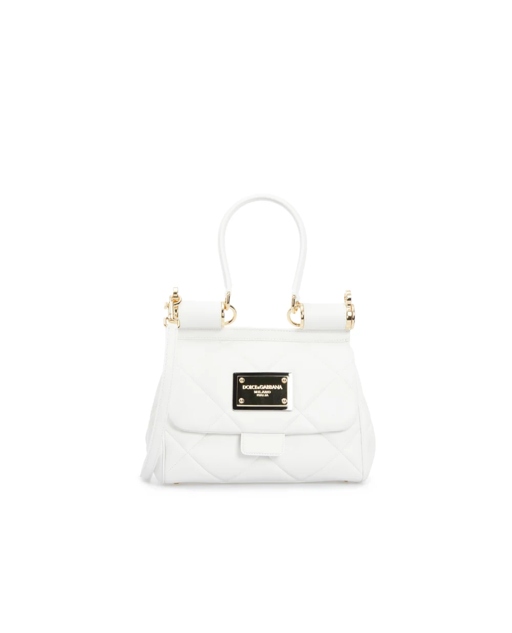 Кожаная сумка Sicily Dolce&Gabbana BB7018-AW591, белый цвет • Купить в интернет-магазине Kameron