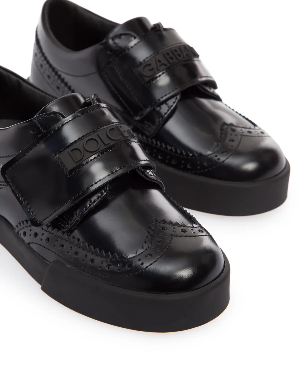 Детские кожаные броги Dolce&Gabbana Kids DA0725-A1428-S-, черный цвет • Купить в интернет-магазине Kameron