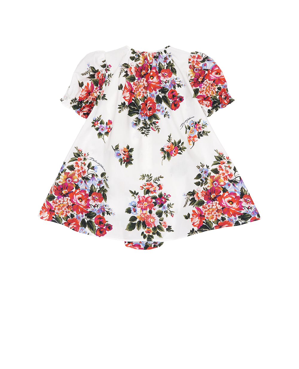 Дитяча сукня з квітковим принтом Dolce&Gabbana Kids L24DQ3-HS5UY, білий колір • Купити в інтернет-магазині Kameron