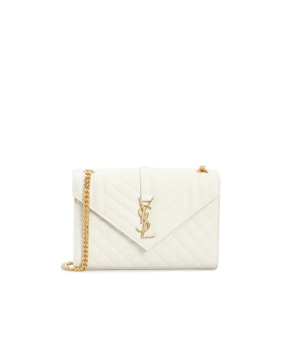 Кожаная сумка Envelope Medium Saint Laurent 600185-BOW91-, белый цвет • Купить в интернет-магазине Kameron