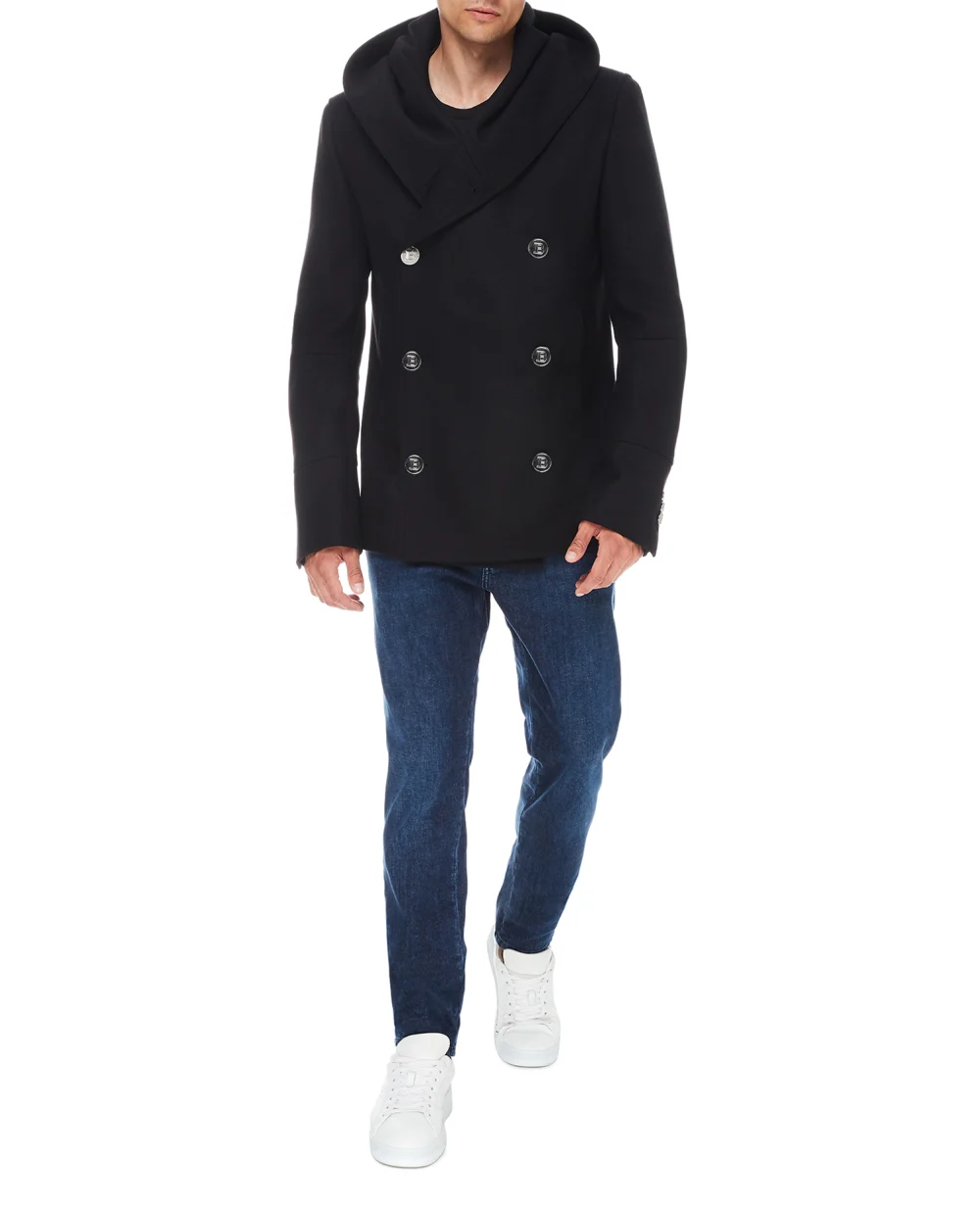 Шерстяное пальто Balmain WH1UA005W065, черный цвет • Купить в интернет-магазине Kameron