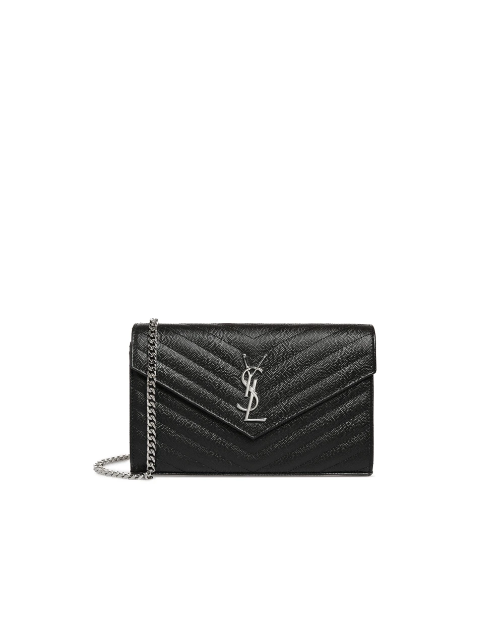 Кожаная сумка Cassandre Chain Wallet Saint Laurent 377828-BOW02-, черный цвет • Купить в интернет-магазине Kameron