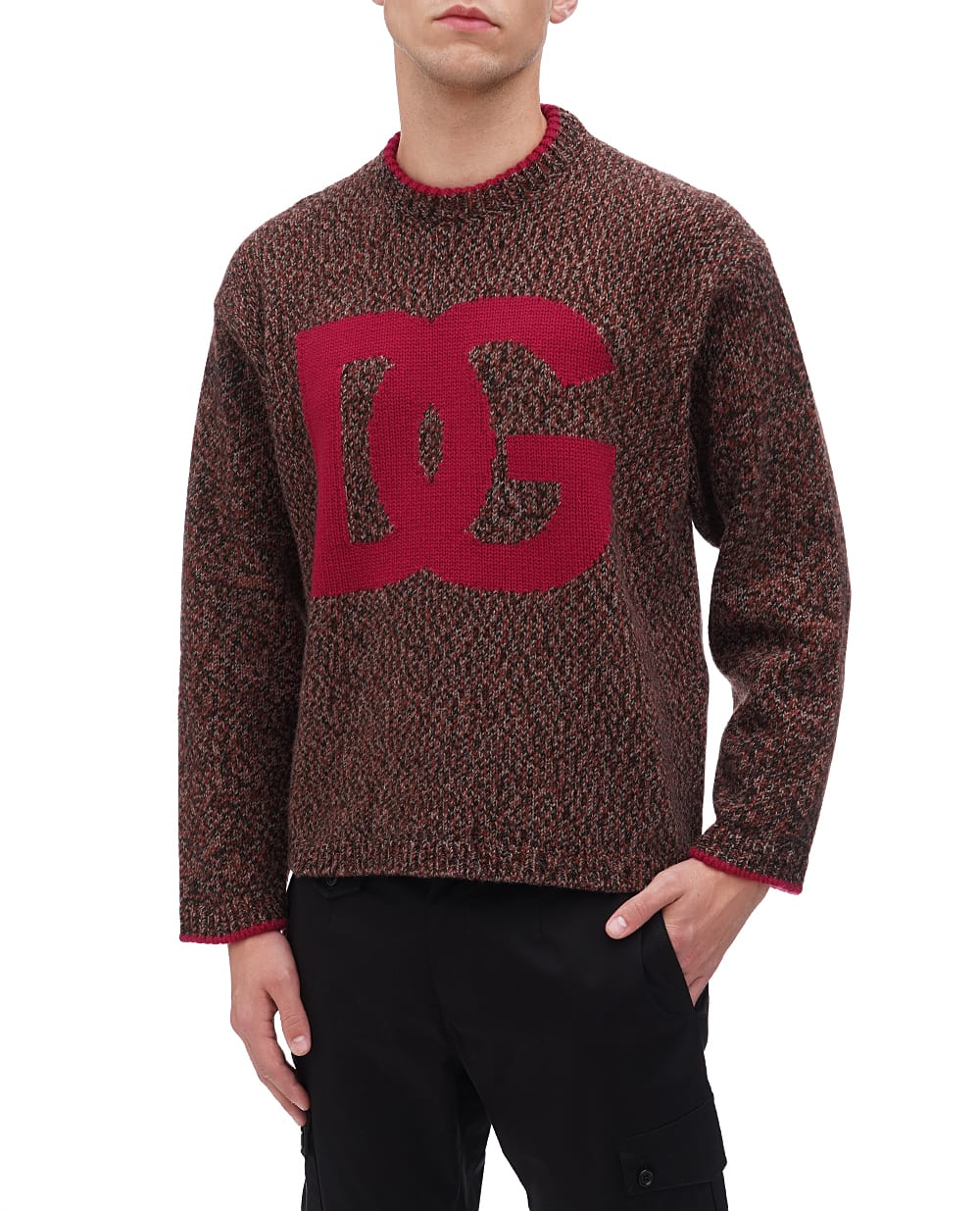 Шерстяной свитер Dolce&Gabbana GXQ12T-JFMN1, коричневый цвет • Купить в интернет-магазине Kameron
