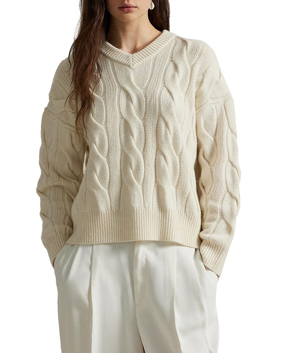 Свитер из шерсти Polo Ralph Lauren 211972127001, кремовый цвет • Купить в интернет-магазине Kameron