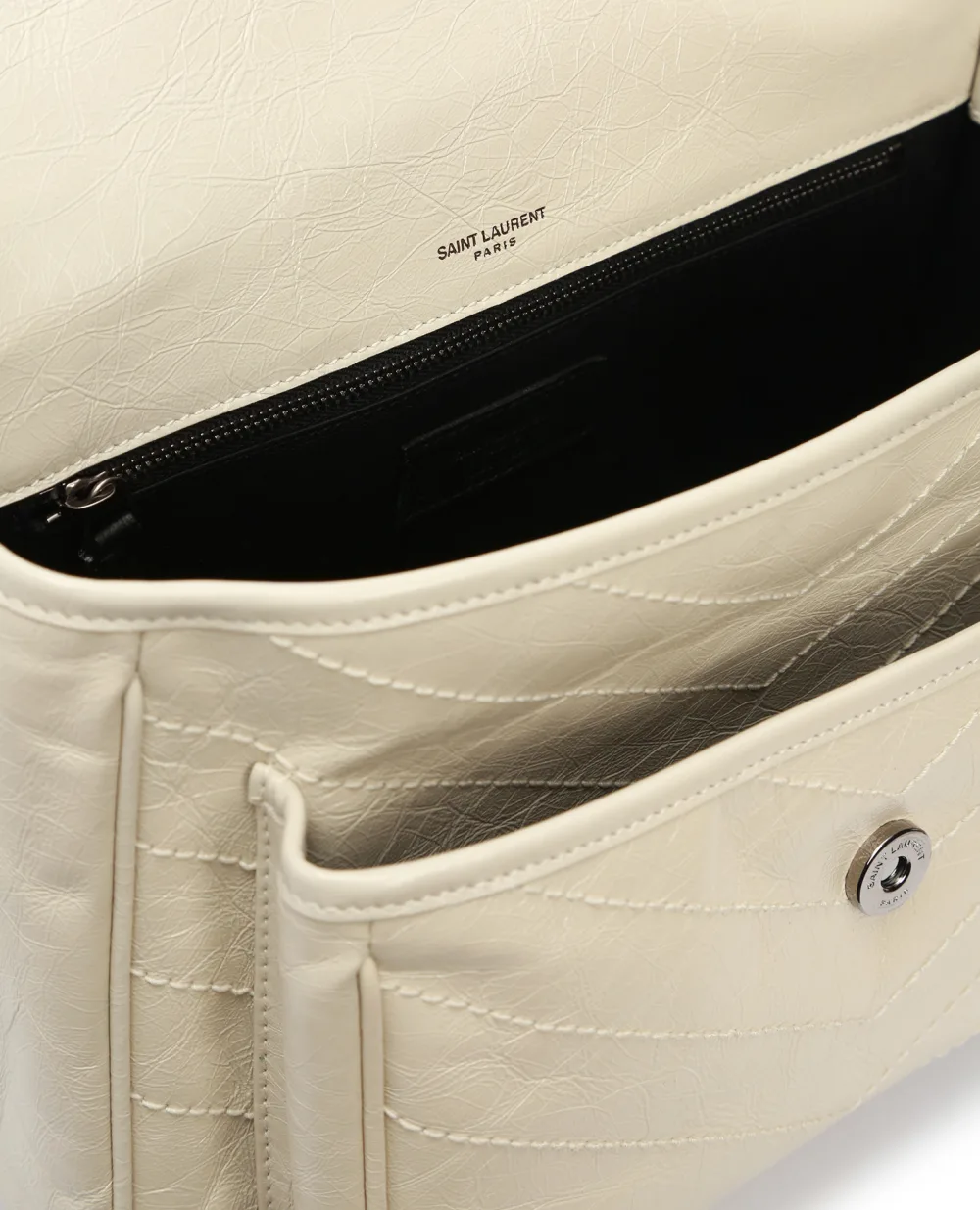 Кожаная сумка Niki Medium Saint Laurent 498894-0EN04-, белый цвет • Купить в интернет-магазине Kameron