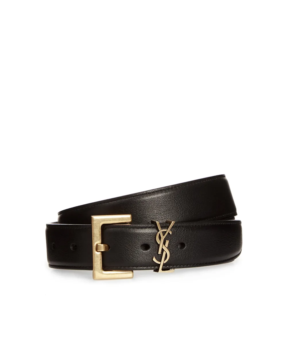 Кожаный ремень Saint Laurent 634437-BOO0W, черный цвет • Купить в интернет-магазине Kameron