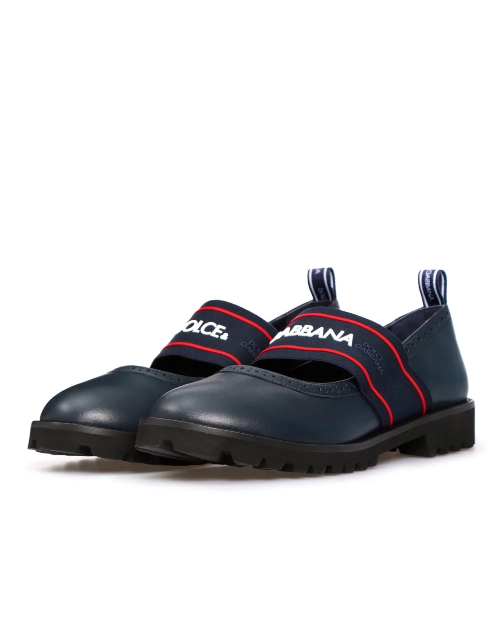 Кожаные туфли Dolce&Gabbana Kids D10960-AW087-L, темно-синий цвет • Купить в интернет-магазине Kameron