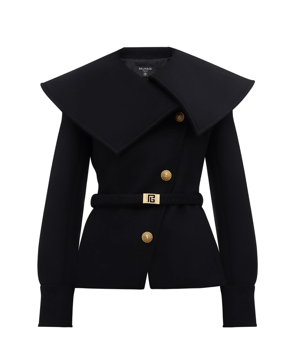 Шерстяное пальто Balmain BF0TE160WB72, черный цвет • Купить в интернет-магазине Kameron