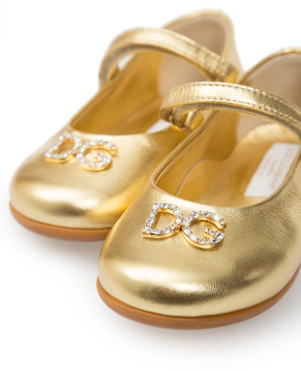 Кожаные балетки Dolce&Gabbana Kids D20057-A6C66-, золотой цвет • Купить в интернет-магазине Kameron