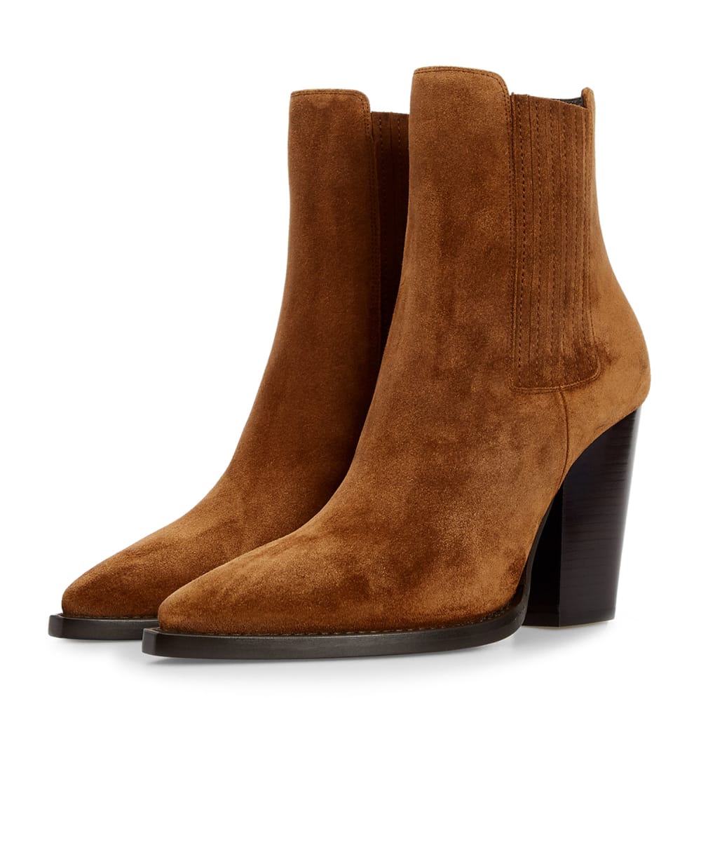 Замшевые ботильоны Saint Laurent 633955-1NX00-, коричневый цвет • Купить в интернет-магазине Kameron