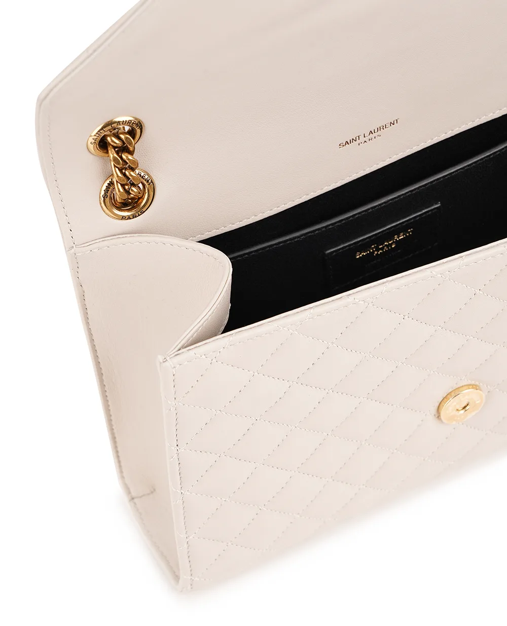 Кожаная сумка Envelope Medium Saint Laurent 600185-AACT7, бежевый цвет • Купить в интернет-магазине Kameron