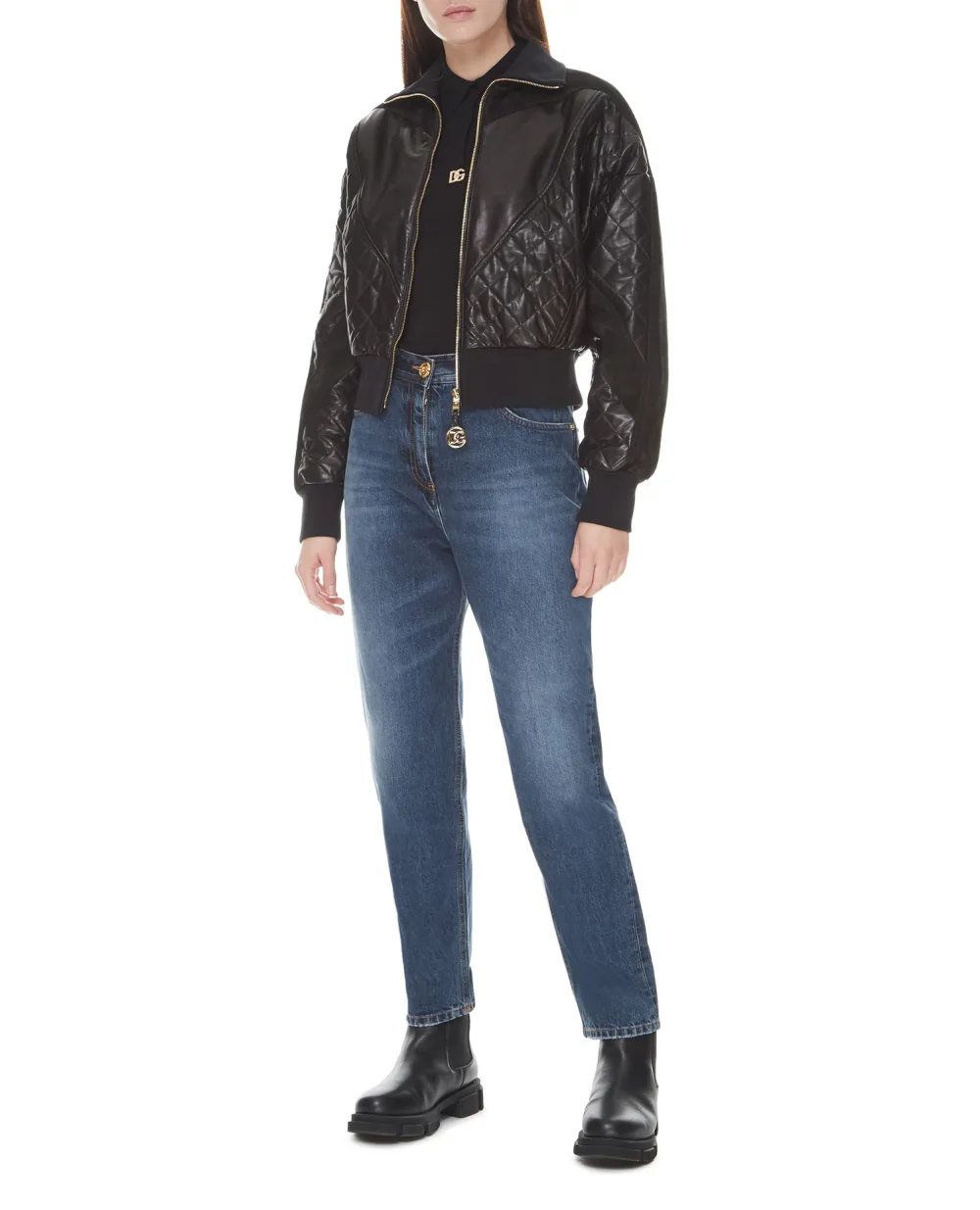 Кожаная куртка Dolce&Gabbana F9I90L-HULMY, черный цвет • Купить в интернет-магазине Kameron