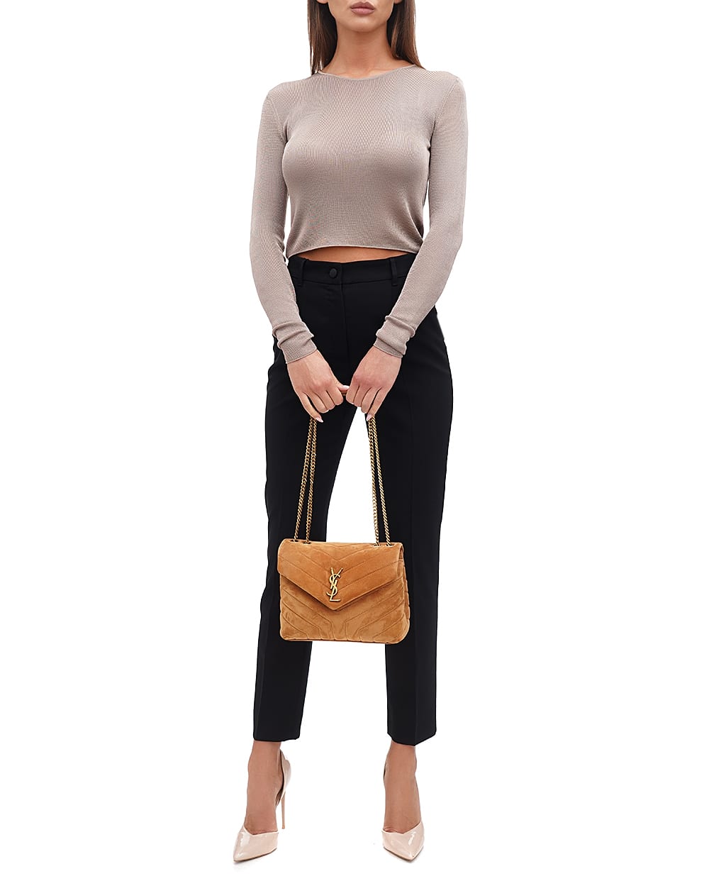 Кожаная сумка Loulou Saint Laurent 494699-1U8C7, коричневый цвет • Купить в интернет-магазине Kameron