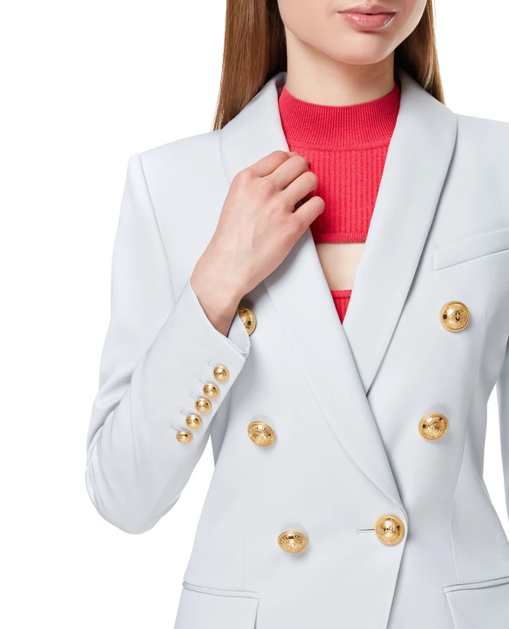 Шерстяной жакет Balmain VF0SH020167L, голубой цвет • Купить в интернет-магазине Kameron
