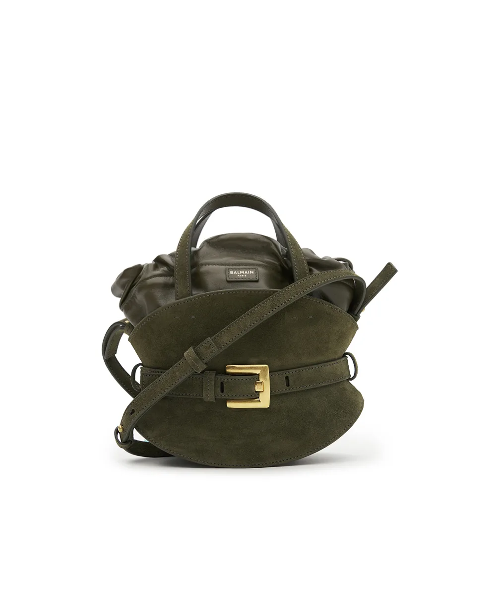 Сумка Shuffle из телячьей замши Balmain GN0DP017LSDD, хаки цвет • Купить в интернет-магазине Kameron