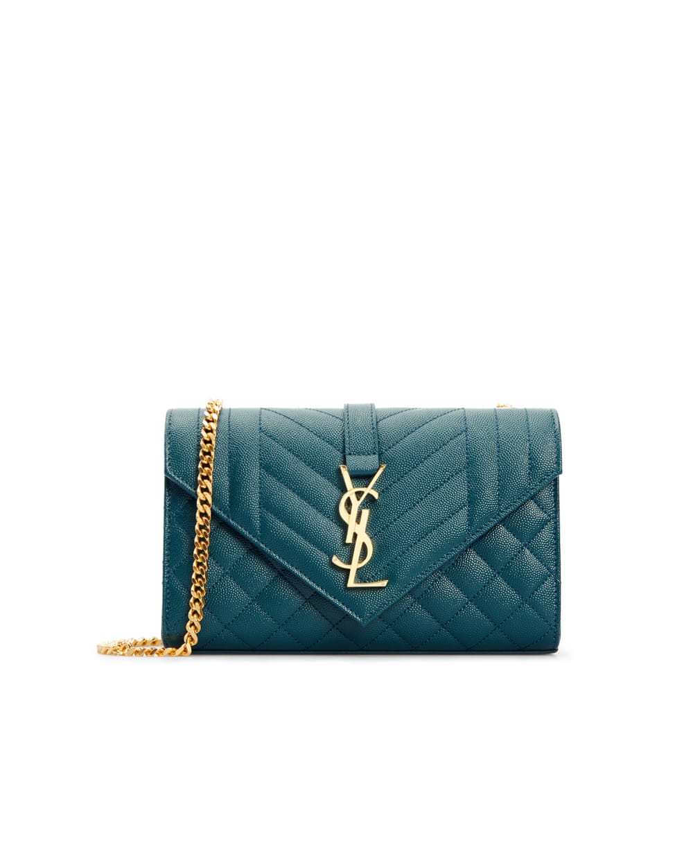 Кожаная сумка Envelope Small Saint Laurent 600195-BOW91, зеленый цвет • Купить в интернет-магазине Kameron