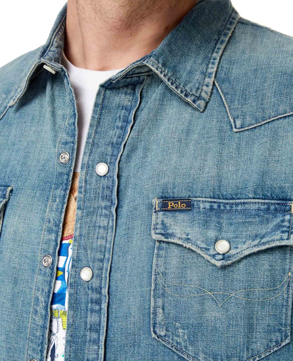 Джинсовая рубашка Polo Ralph Lauren 710809299002, голубой цвет • Купить в интернет-магазине Kameron