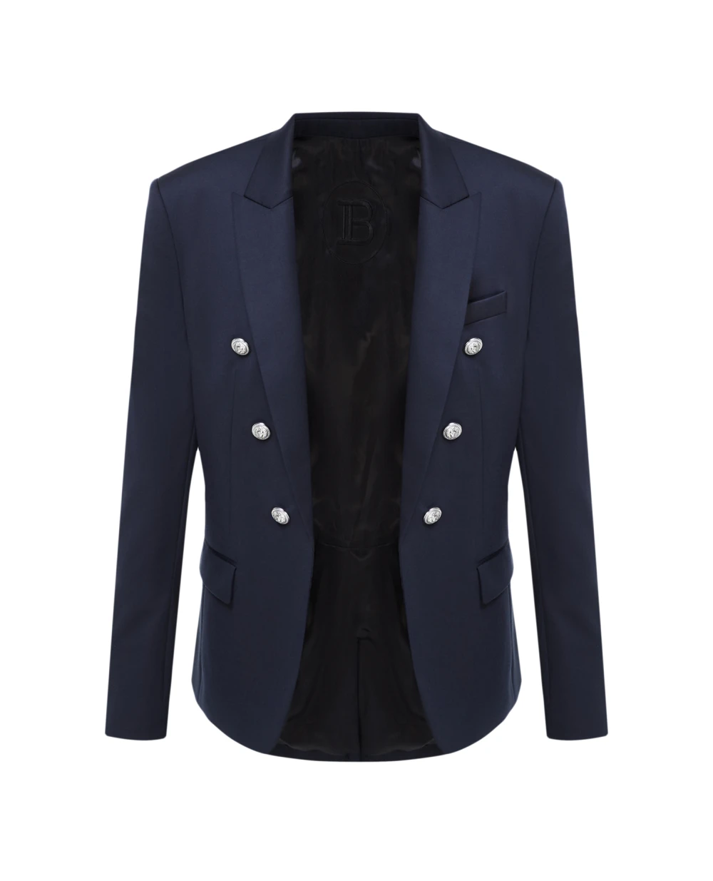 Шерстяной пиджак Balmain BH1SG075WB12, темно-синий цвет • Купить в интернет-магазине Kameron
