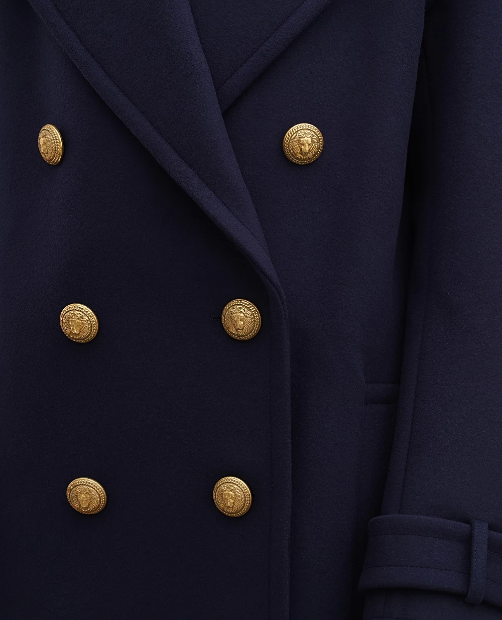Шерстяное пальто Balmain BF1UD095WB72, темно-синий цвет • Купить в интернет-магазине Kameron
