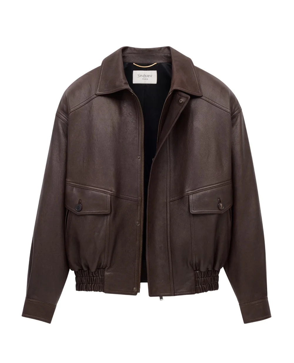 Бомбер из овечьей кожи Saint Laurent 842948-YCNF2, коричневый цвет • Купить в интернет-магазине Kameron