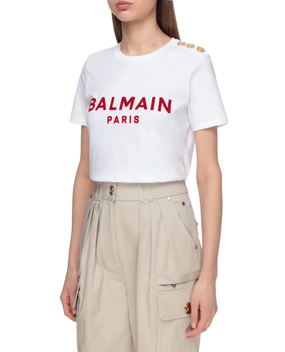 Футболка Balmain VF11350B012-S, белый цвет • Купить в интернет-магазине Kameron
