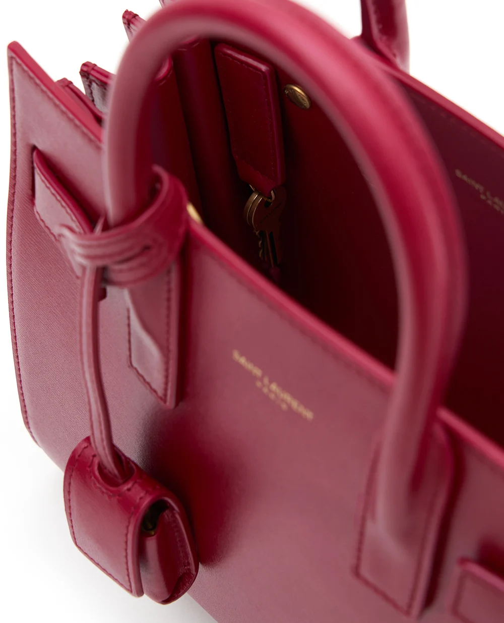 Кожаная сумка Sac de Jour Saint Laurent 392035-02G9W, бордовый цвет • Купить в интернет-магазине Kameron