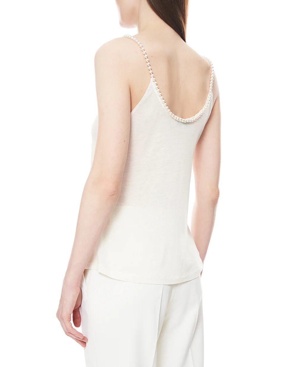 Топ с жемчужными бретелями Stella McCartney 6J04323SQA29, кремовый цвет • Купить в интернет-магазине Kameron