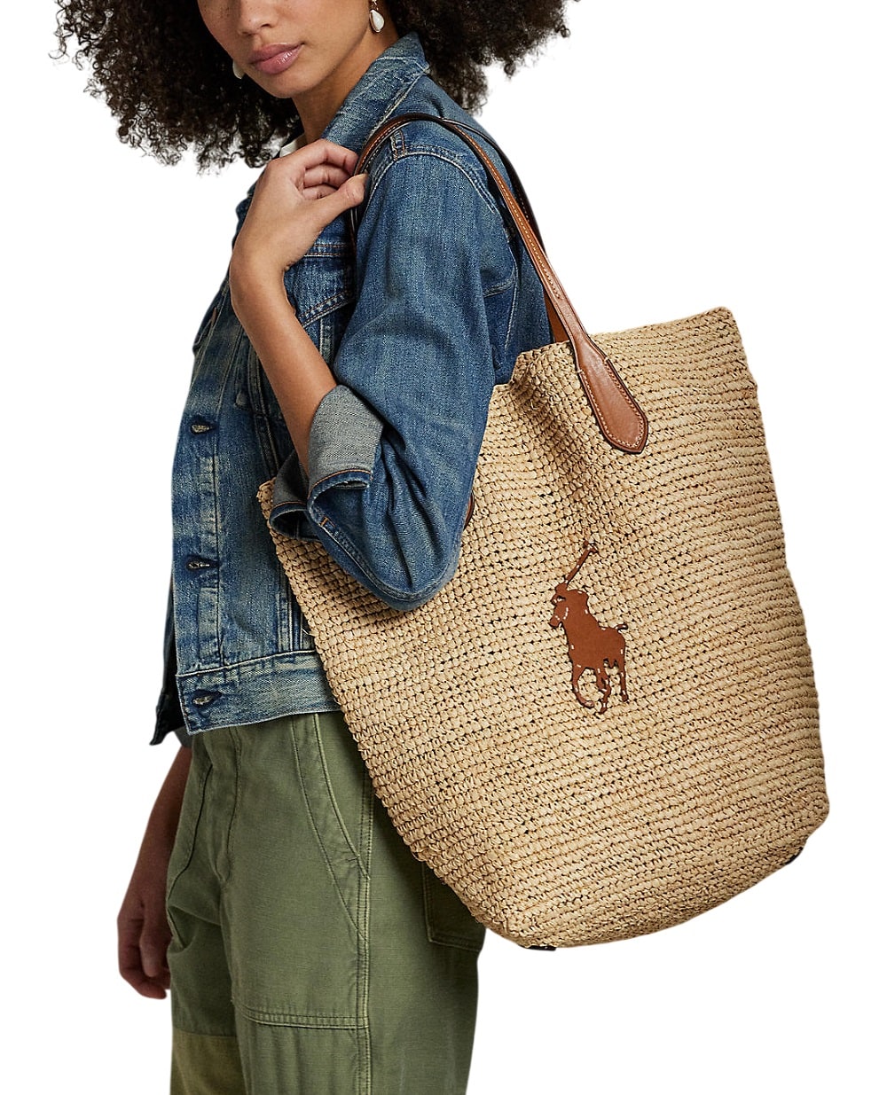 Сумка-тоут Big Pony из рафии Polo Ralph Lauren 428923661006, бежевый цвет • Купить в интернет-магазине Kameron