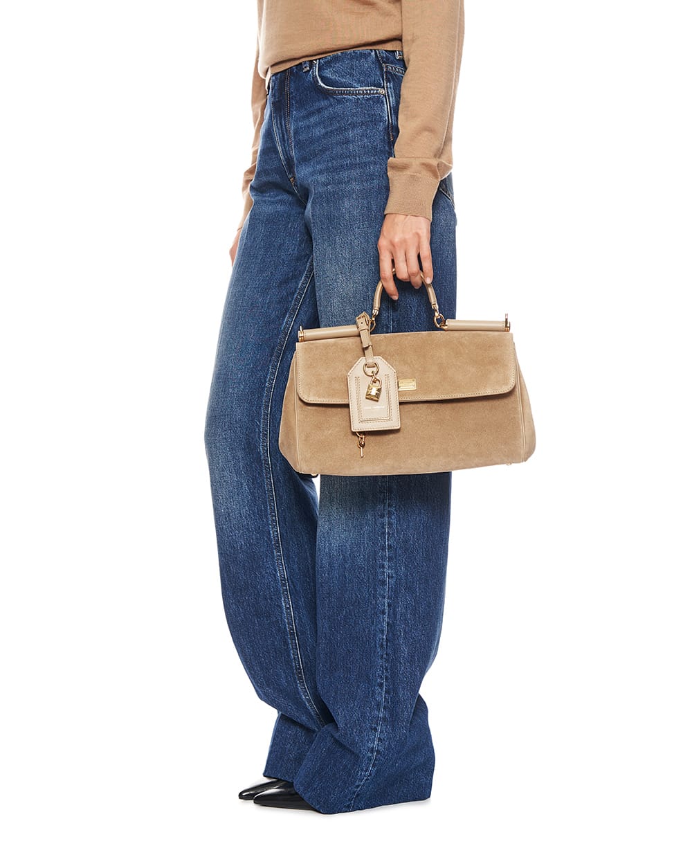 Сумка My Sicily Medium из телячьей замши Dolce&Gabbana BB7782-BO903, коричневый цвет • Купить в интернет-магазине Kameron