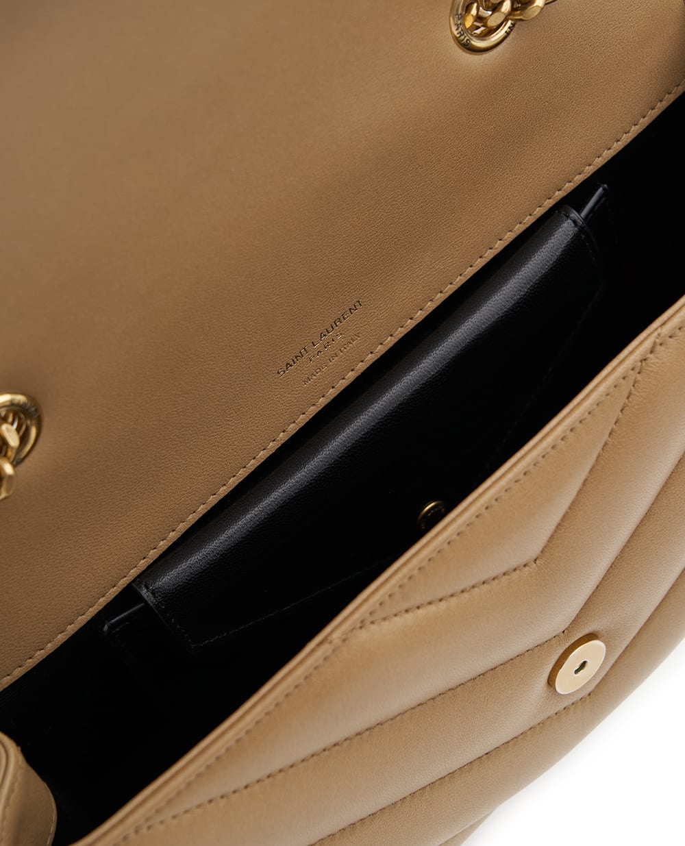 Сумка из кожи Loulou Small Saint Laurent 801437-AAEAX, бежевый цвет • Купить в интернет-магазине Kameron