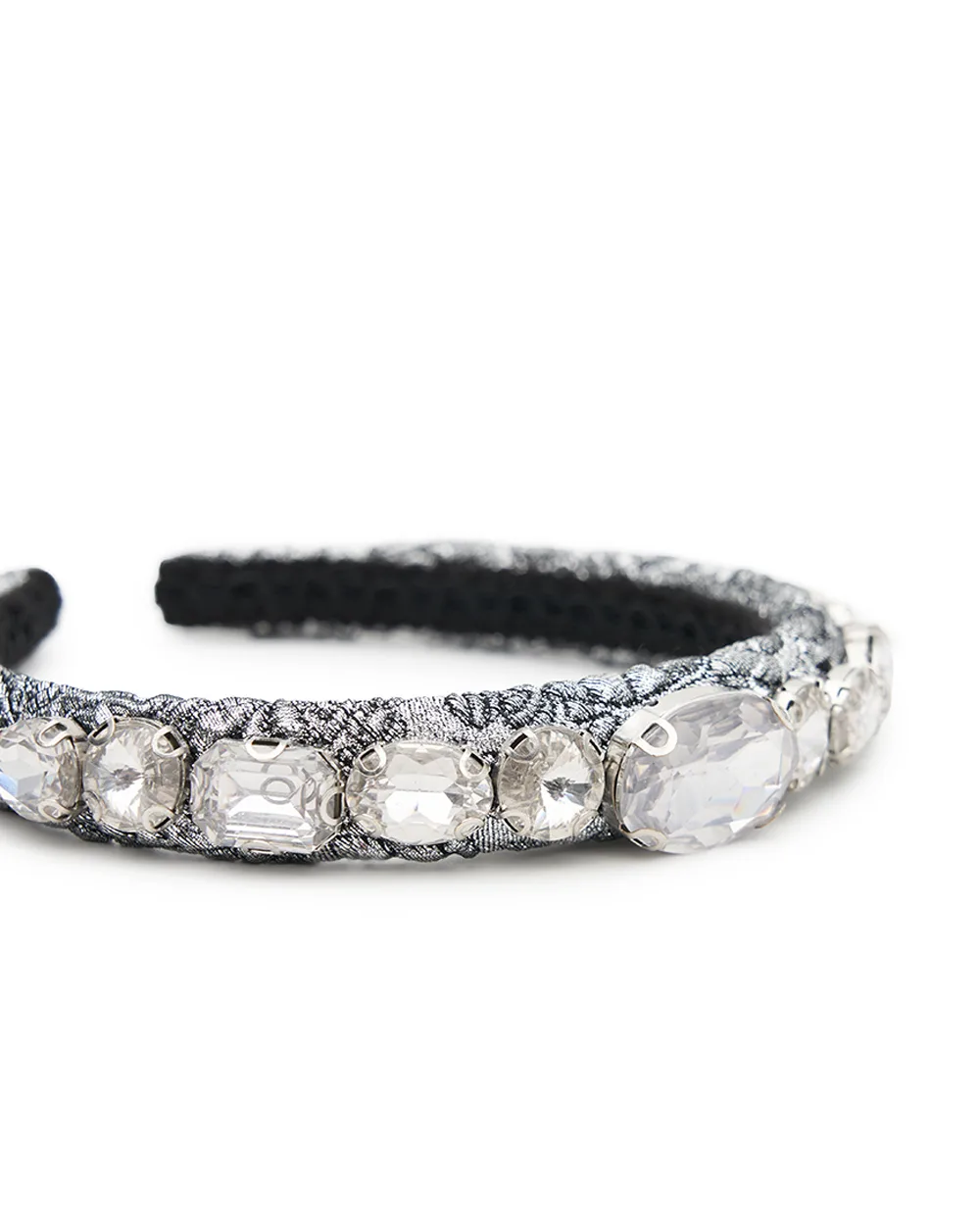 Ободок из цветочного жаккарда с декором Dolce&Gabbana FY366Z-GDDDM, серебряный цвет • Купить в интернет-магазине Kameron