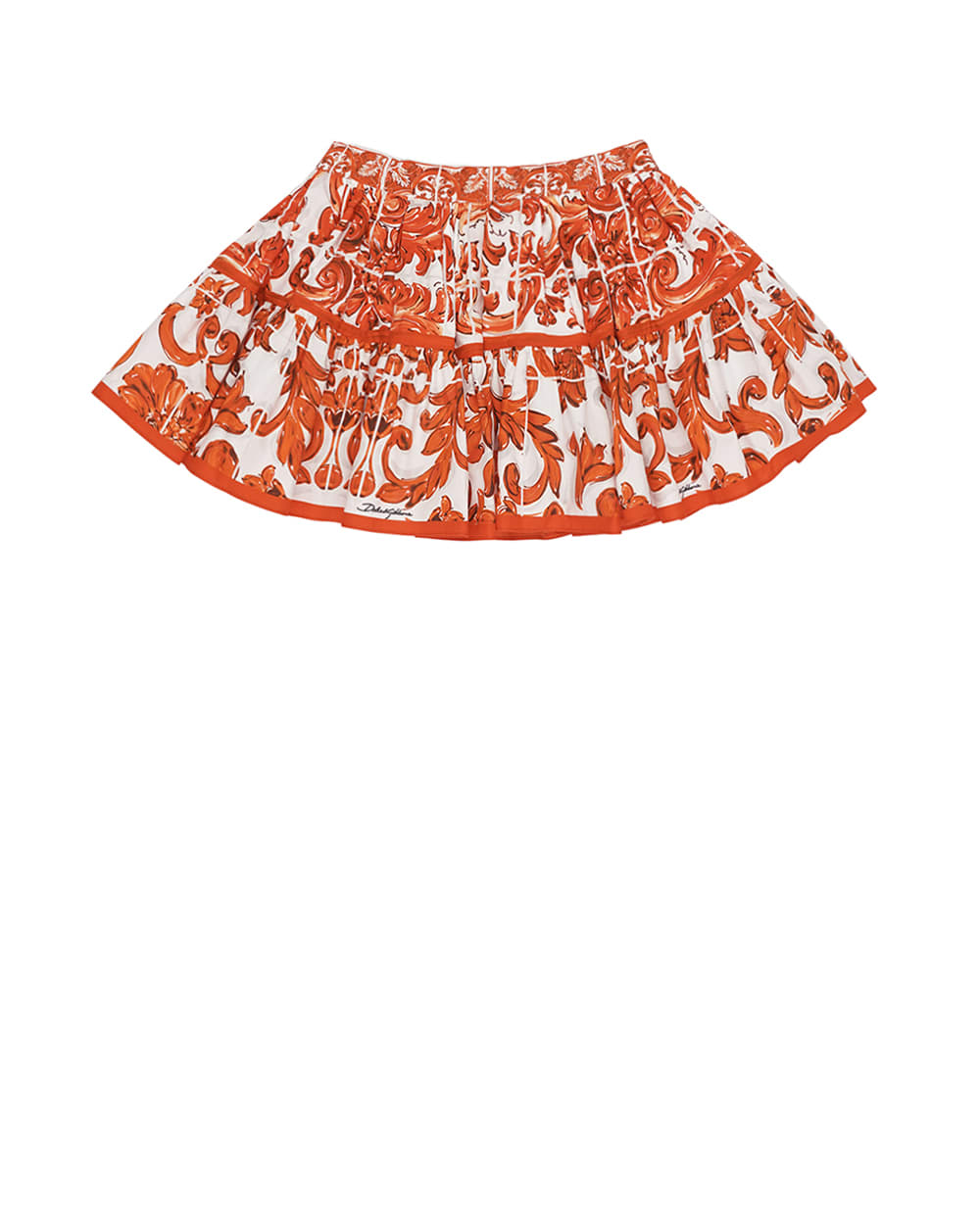 Детская юбка в принте Майолика Dolce&Gabbana Kids L54I49-G7P4N-S, оранжевый цвет • Купить в интернет-магазине Kameron