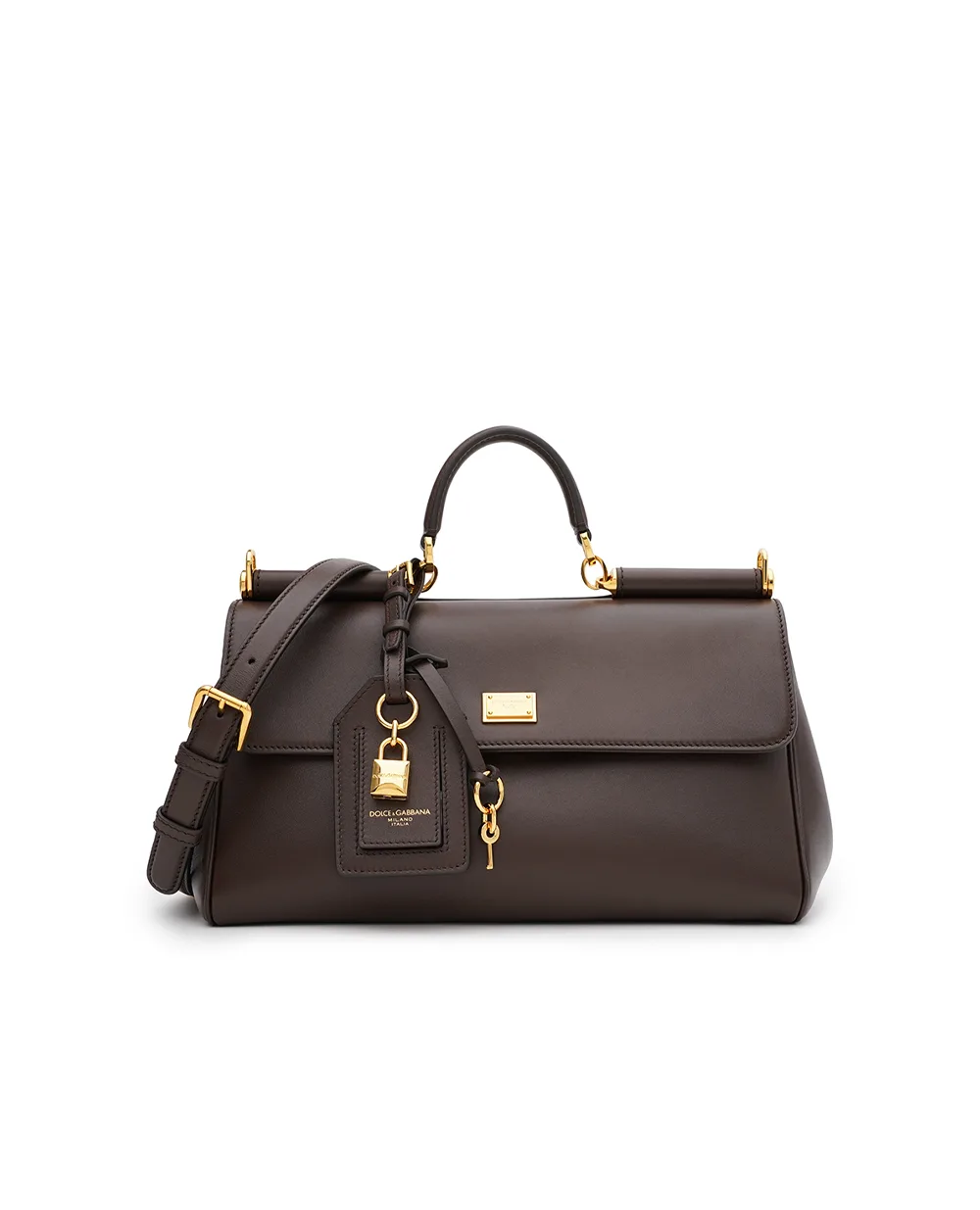 Сумка My Sicily из телячьей кожи Dolce&Gabbana BB7782-B7321, темно-коричневый цвет • Купить в интернет-магазине Kameron