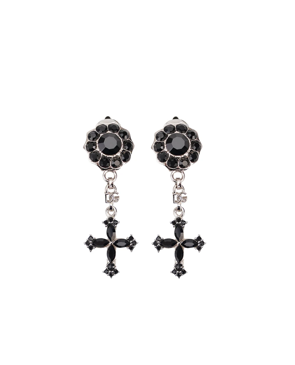 Серьги-клипсы с крестом и кристаллами Dolce&Gabbana WEQ4S2-W1111, серебряный цвет • Купить в интернет-магазине Kameron