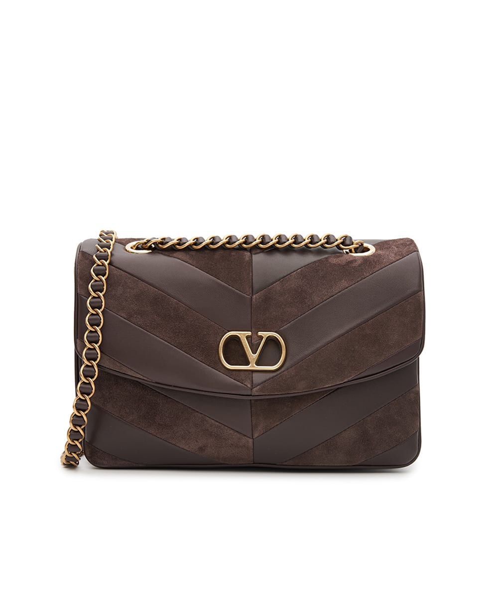 Сумка Djuna Medium із замші та шкіри наппа Valentino 9W2B0T55TIE, коричневий колір • Купити в інтернет-магазині Kameron