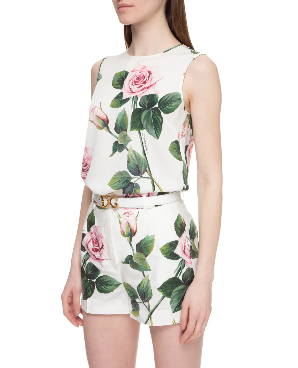 Шелковый топ Dolce&Gabbana F7ZZCT-FSAZD, белый цвет • Купить в интернет-магазине Kameron