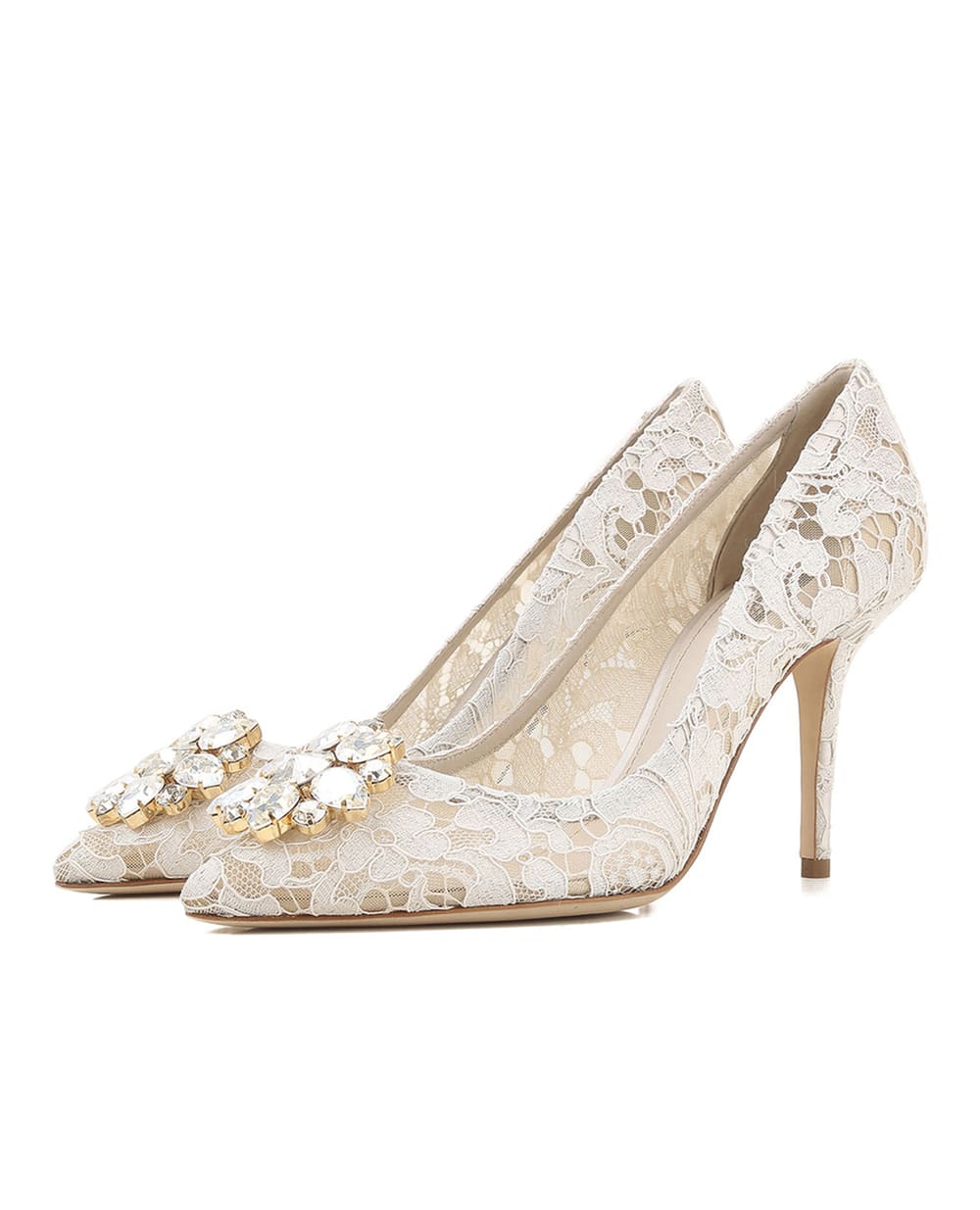 Кружевные лодочки Rainbow Lace Dolce&Gabbana CD0101-AL198, белый цвет • Купить в интернет-магазине Kameron