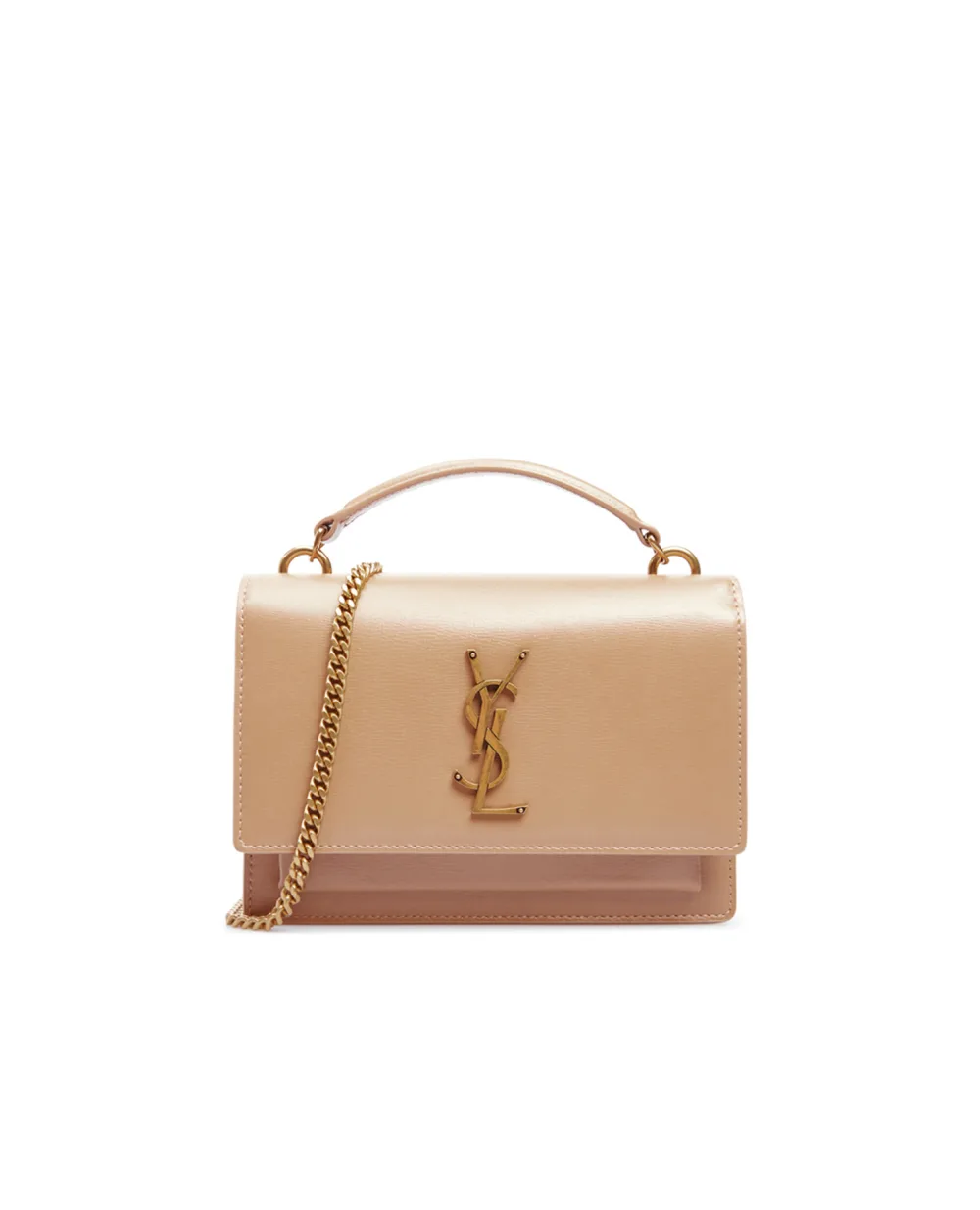 Кожаная сумка Sunset chain Saint Laurent 533026-D422W, бежевый цвет • Купить в интернет-магазине Kameron
