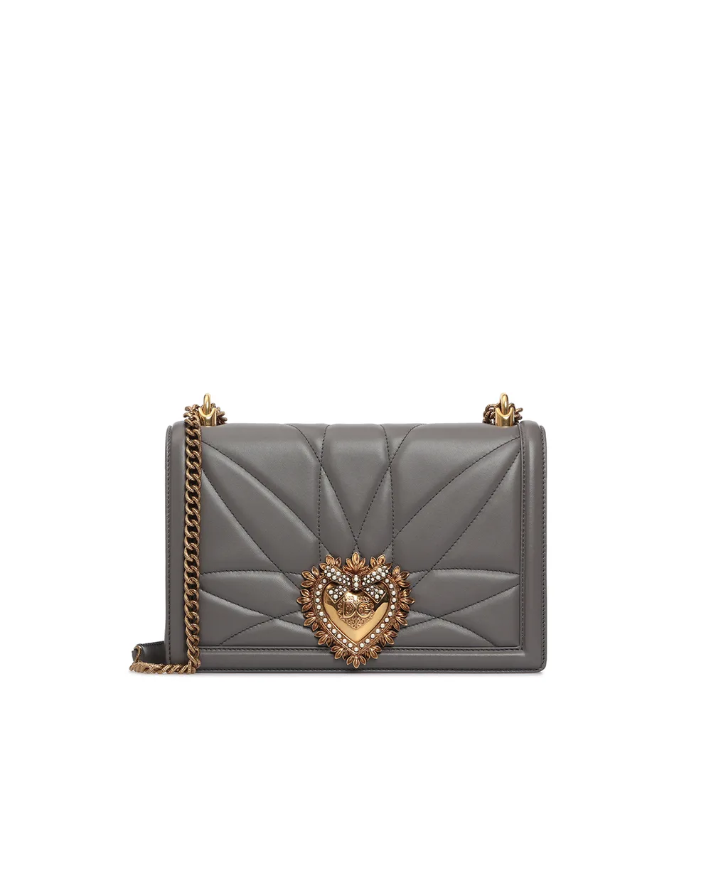 Кожаная сумка Devotion Large Dolce&Gabbana BB6651-AV967SS19-S, серый цвет • Купить в интернет-магазине Kameron