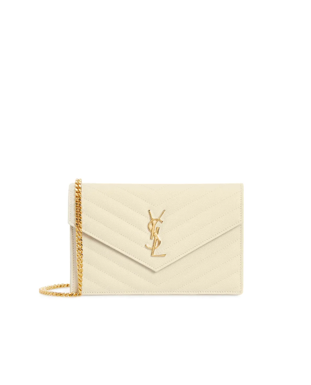 Кожаная сумка Envelope Saint Laurent 393953-BOW01-, белый цвет • Купить в интернет-магазине Kameron