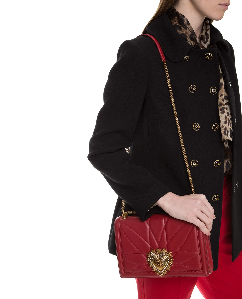 Кожаная сумка Devotion Large Dolce&Gabbana BB6651-AV967, красный цвет • Купить в интернет-магазине Kameron