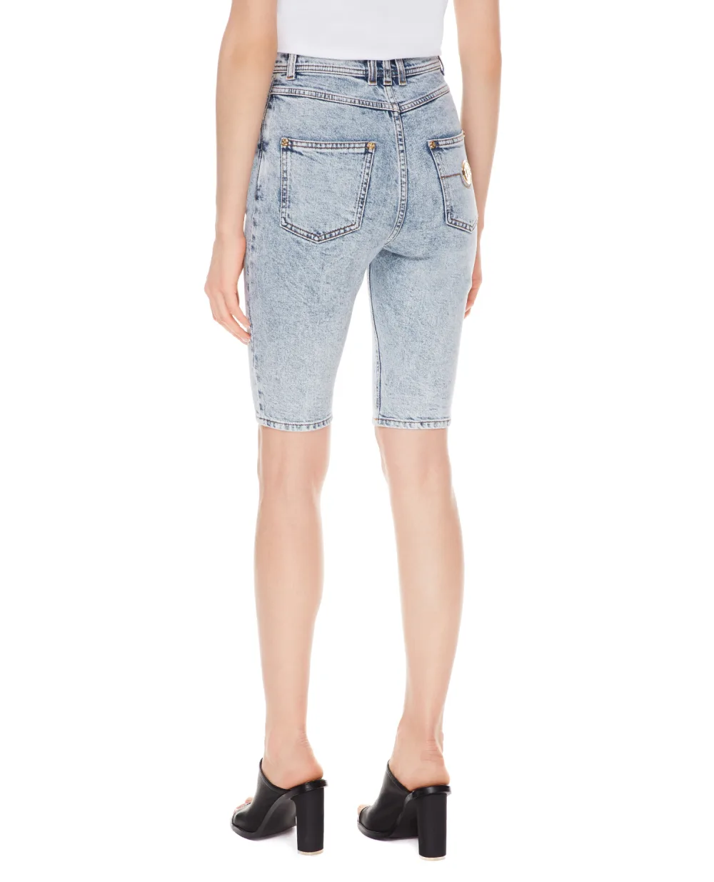 Джинсовые шорты Balmain VF15425D097, голубой цвет • Купить в интернет-магазине Kameron