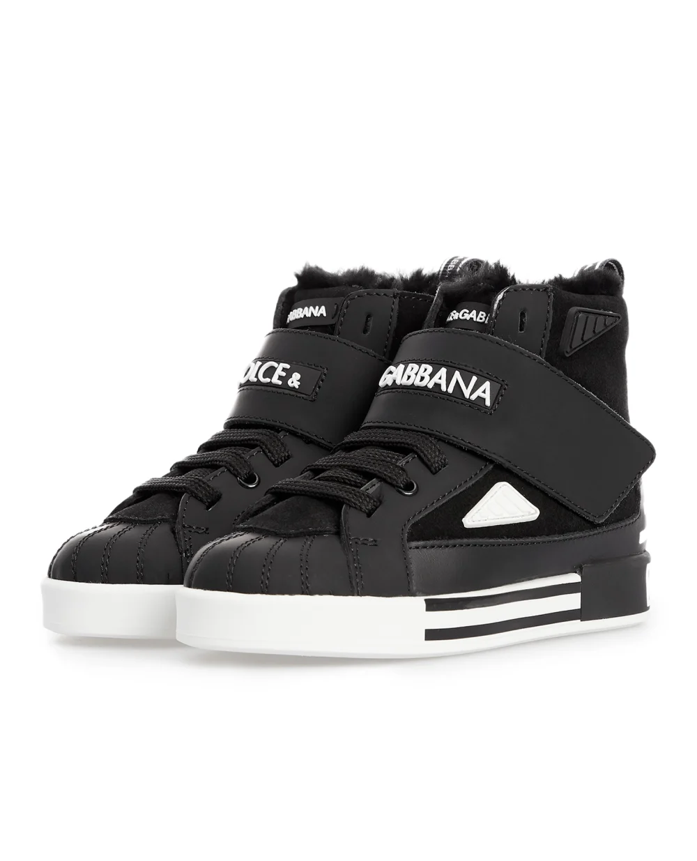 Кожаные хайтопы Dolce&Gabbana Kids DA0980-AO527-S, черный цвет • Купить в интернет-магазине Kameron