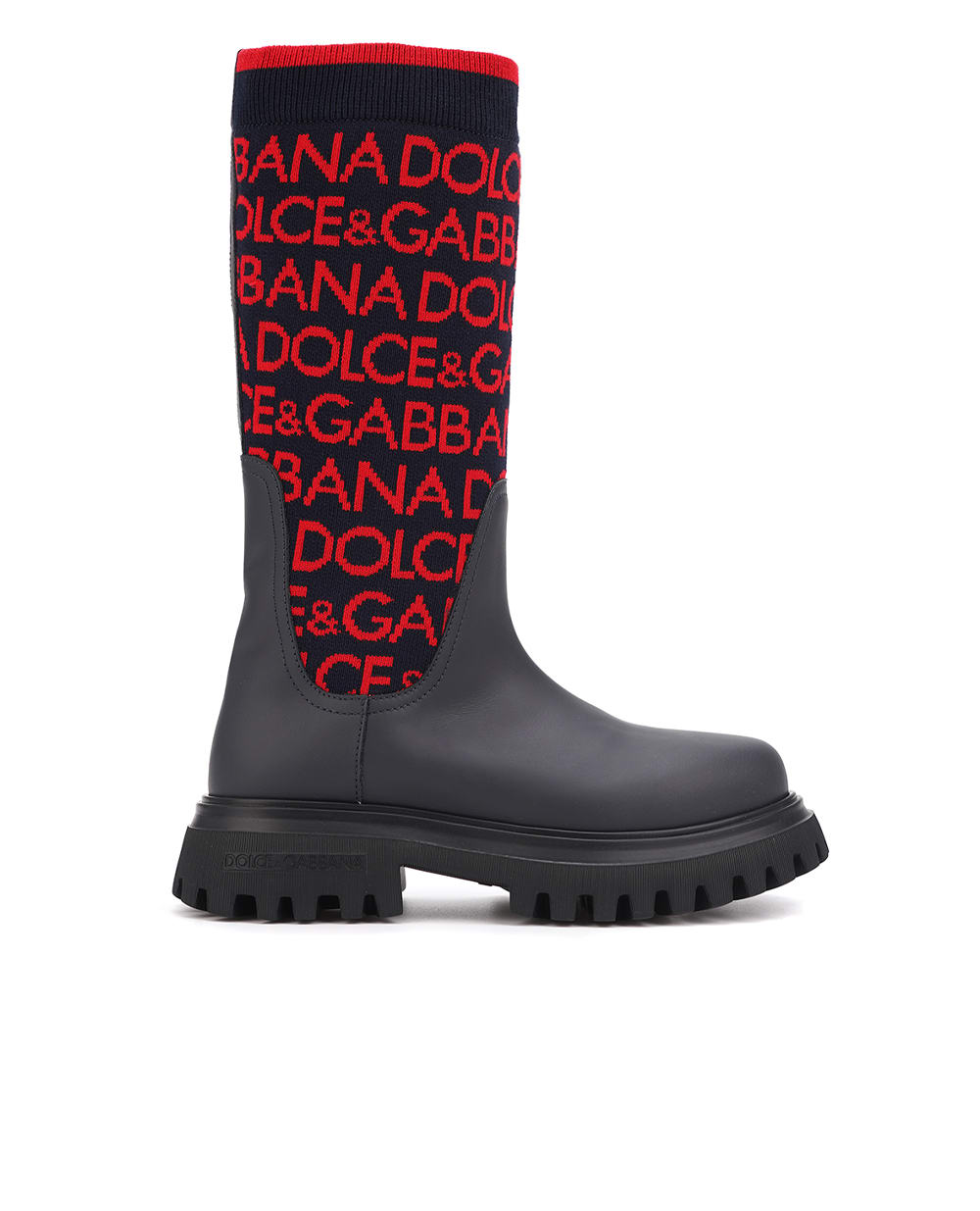 Дитячі шкіряні чоботи Dolce&Gabbana Kids D11255-AQ590-M, темно-синій колір • Купити в інтернет-магазині Kameron