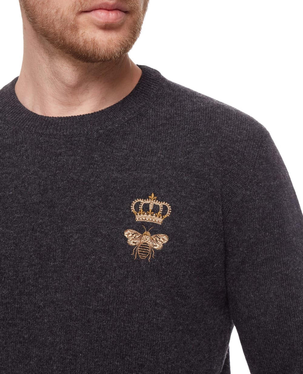 Шерстяной джемпер Dolce&Gabbana GXE63Z-JBVB2, темно-серый цвет • Купить в интернет-магазине Kameron