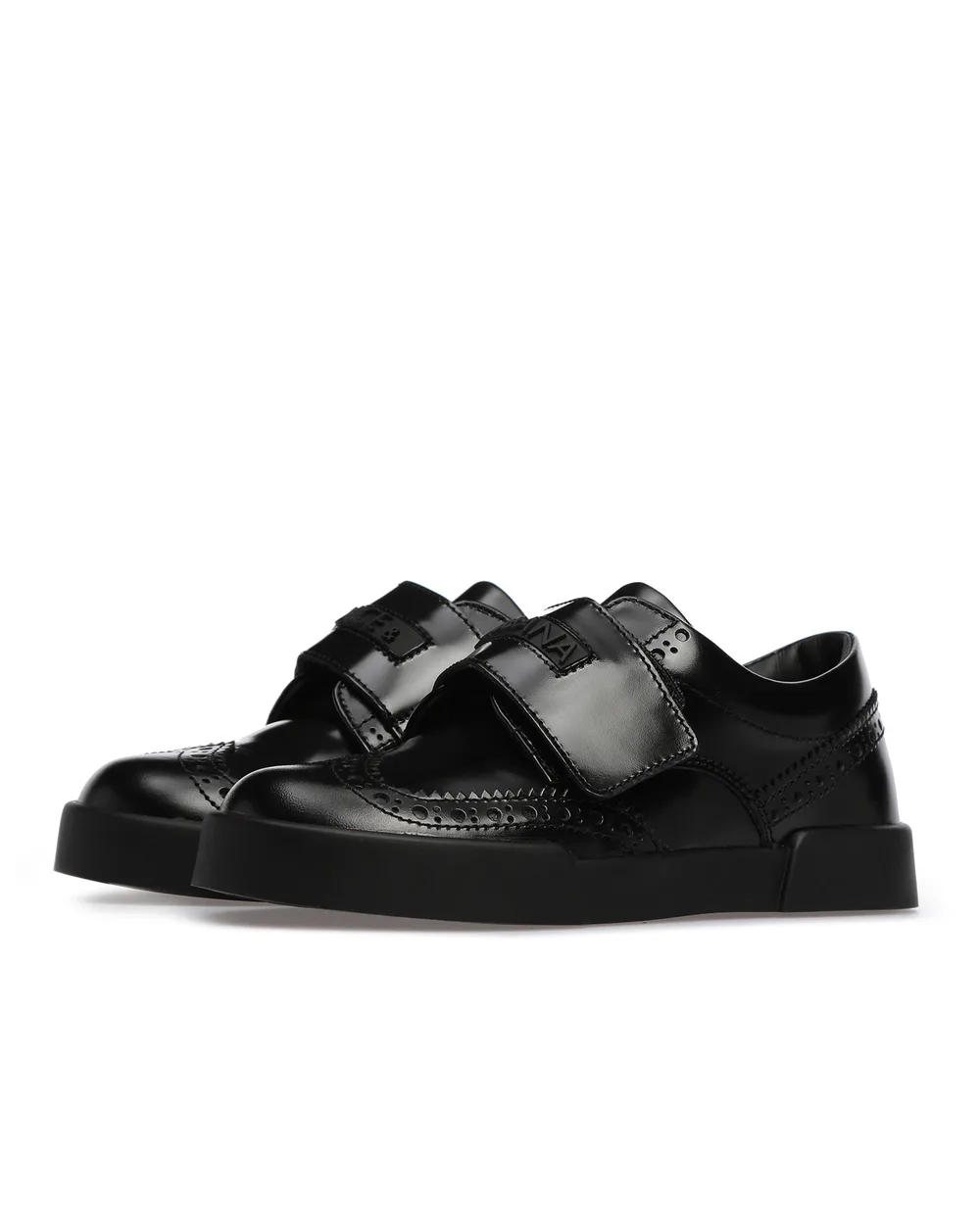 Детские кожаные броги Dolce&Gabbana Kids DA0725-A1428-M-, черный цвет • Купить в интернет-магазине Kameron